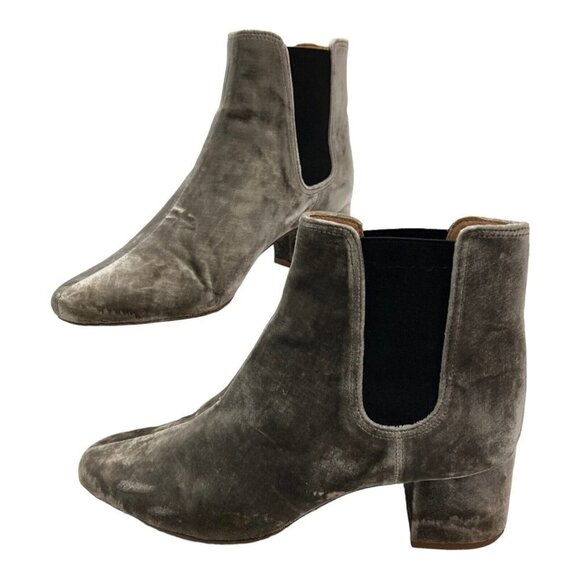 Madewell‎ Womens 8.5 Walker Chelsea Ankle Boots  Velvet Block Heel Booties Gray - Picture 1 of 9